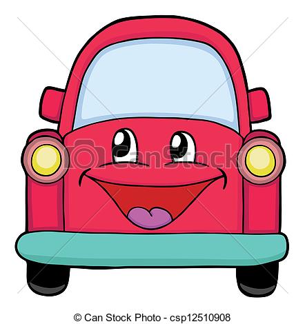 442x470 Cute Red Car, Painted Illustration - Cute Car Drawing