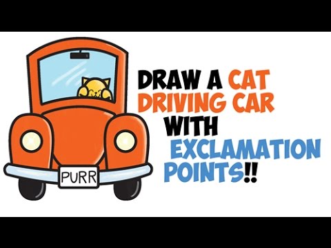 480x360 how to draw a cartoon cat driving a car cute from exclamation - Cute Car Drawing
