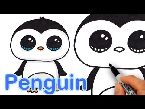 480x360 How To Draw A Cute Cartoon Penguin Easy Step - Cute Cartoon Animals Drawing