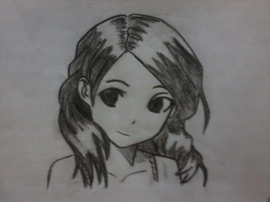 1024x768 cute girl sketch cartoon anime girl and boy in love sketch - Cute Cartoon Girl Drawing