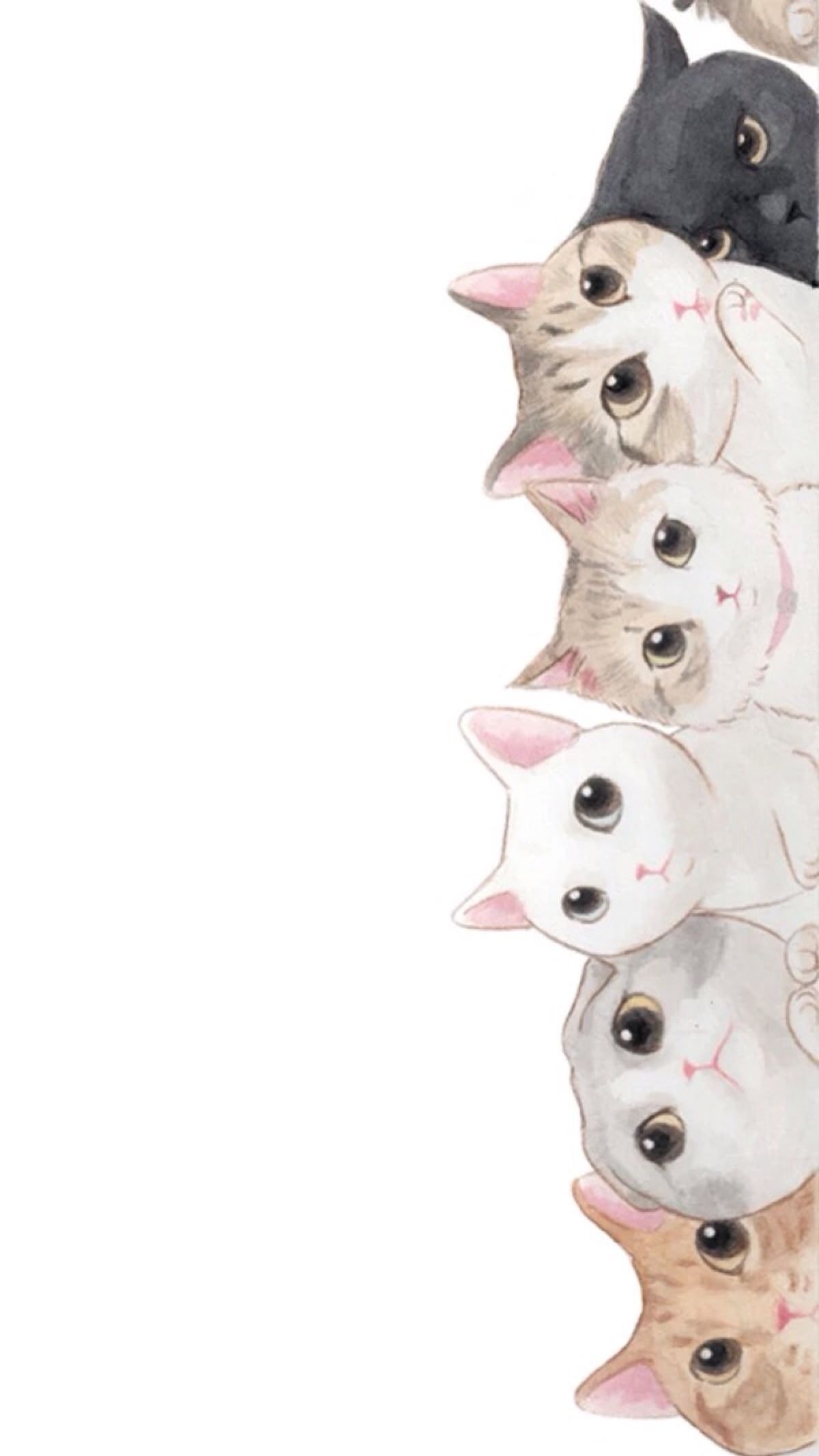 1200x2134 Download Cute Cat Drawings Wallpaper - Cute Cat Drawing
