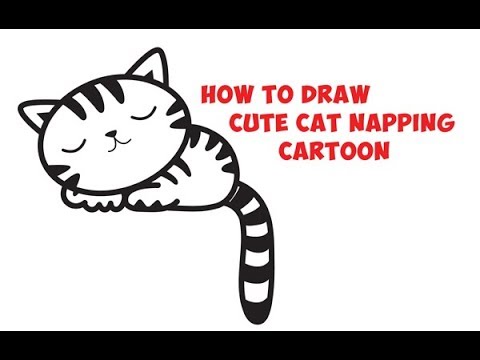 480x360 How To Draw Cartoon Cat Napping Cute Kawaii Easy Step - Cute Cat Drawing Step By Step