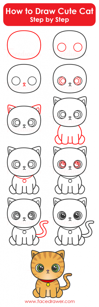331x1024 how to draw cat for kids! learn how to draw cute cat step - Cute Cat Drawing Step By Step