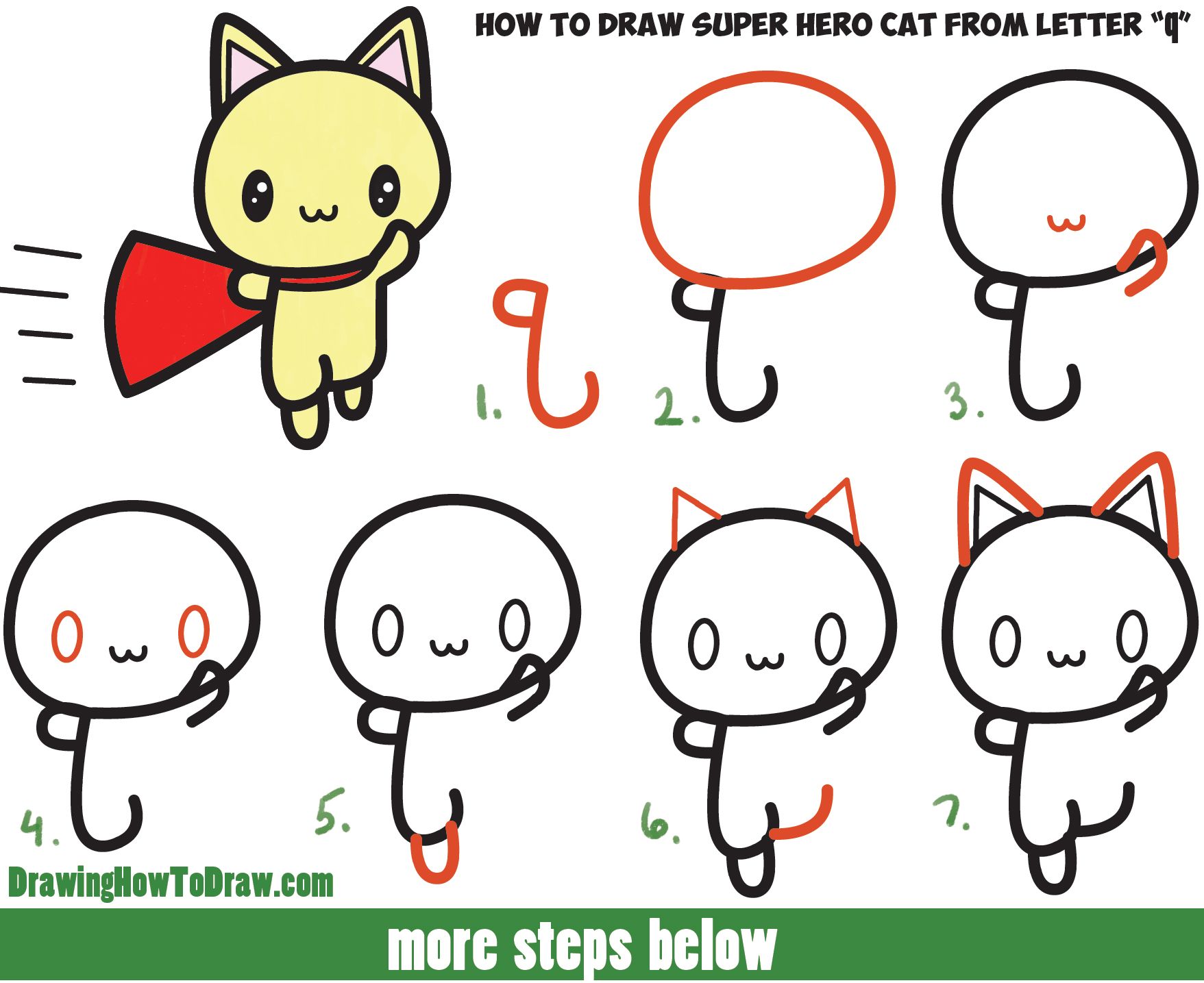 1757x1435 How To Draw A Cute Cat Super Hero - Cute Cat Drawing Step By Step
