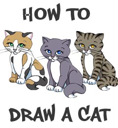 240x260 How To Draw A Cat - Cute Cat Face Drawing