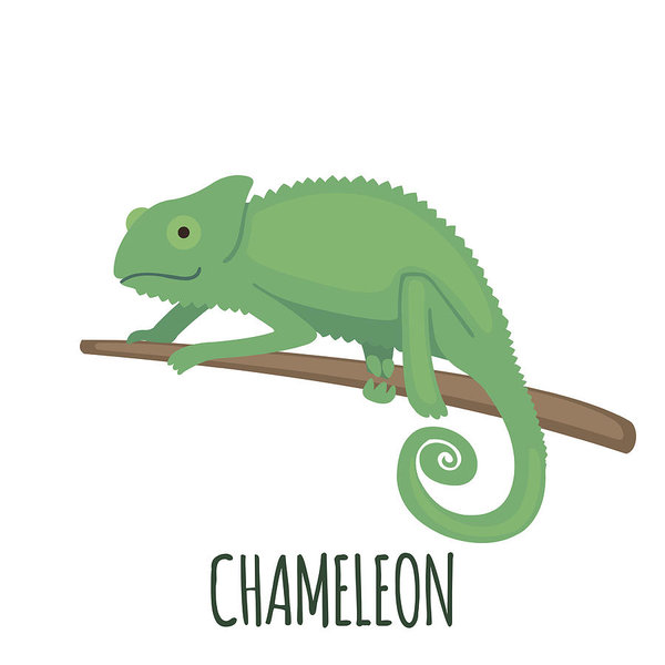 600x600 Cute Green Chameleon In Flat Style Art Print - Cute Chameleon Drawings
