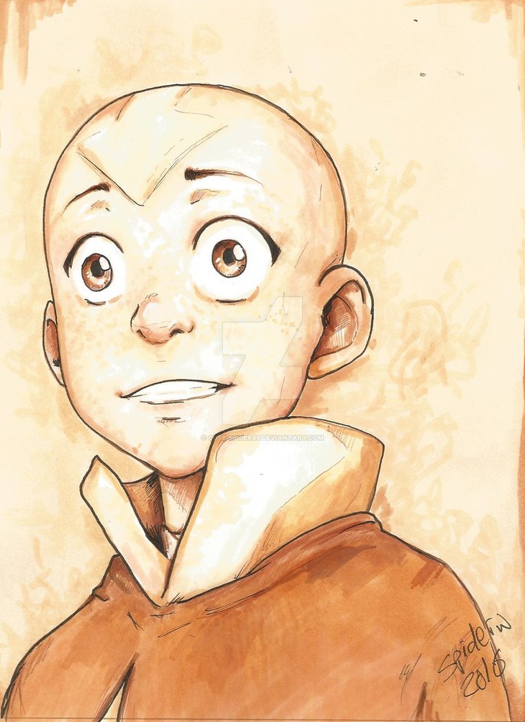 762x1048 drawing of aang with only skintone chameleon pens - Cute Chameleon Drawings