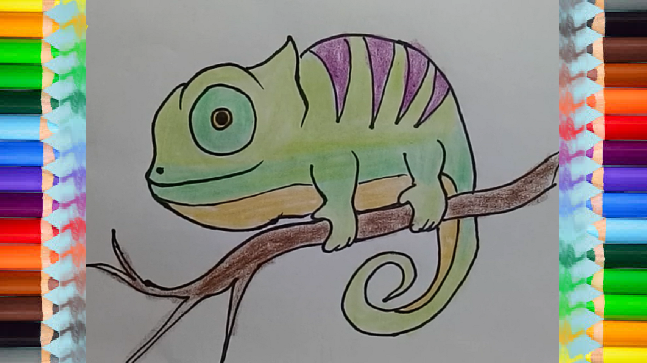 1280x718 How To Draw A Chameleon Step - Cute Chameleon Drawings