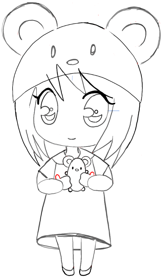 519x886 How To Draw A Chibi Girl With Cute Mouse Hat Easy Step - Cute Chibi Drawings