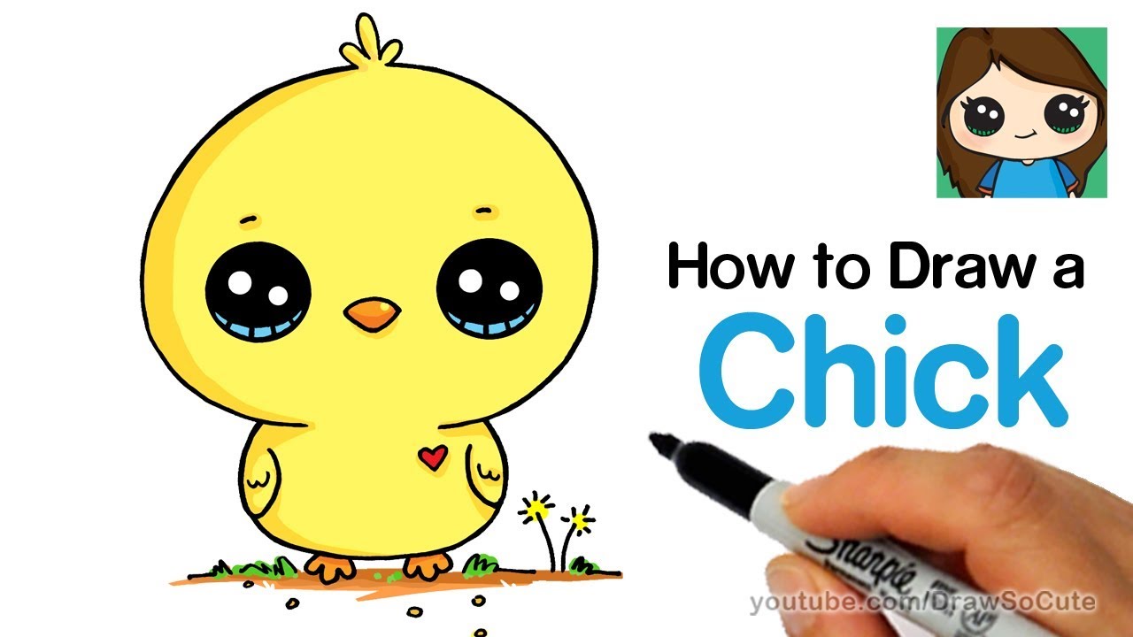 1280x720 How To Draw A Baby Chick Cute And Easy - Cute Chicken Drawing. 