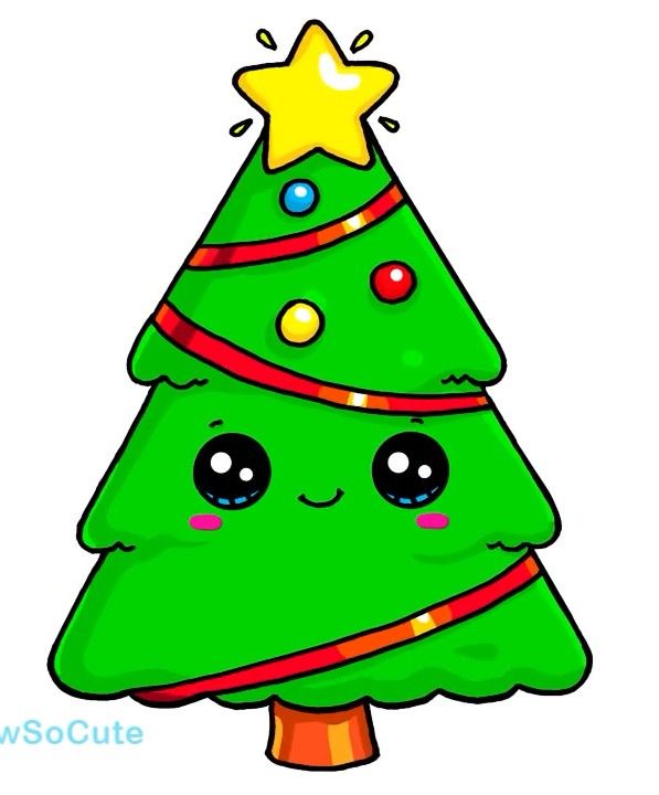 597x720 Drawsocute' - Cute Christmas Tree Drawing
