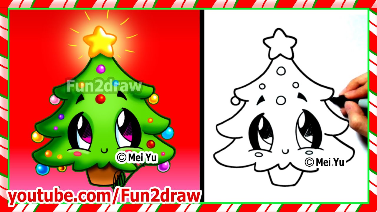 1280x720 Easy Drawings - Cute Christmas Tree Drawing