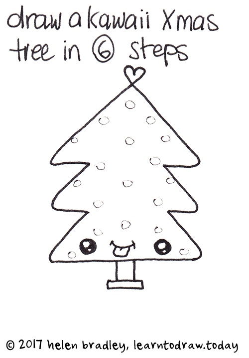 500x717 How To Draw A Kawaii Christmas Tree In Quick Steps Learn To Draw - Cute Christmas Tree Drawing