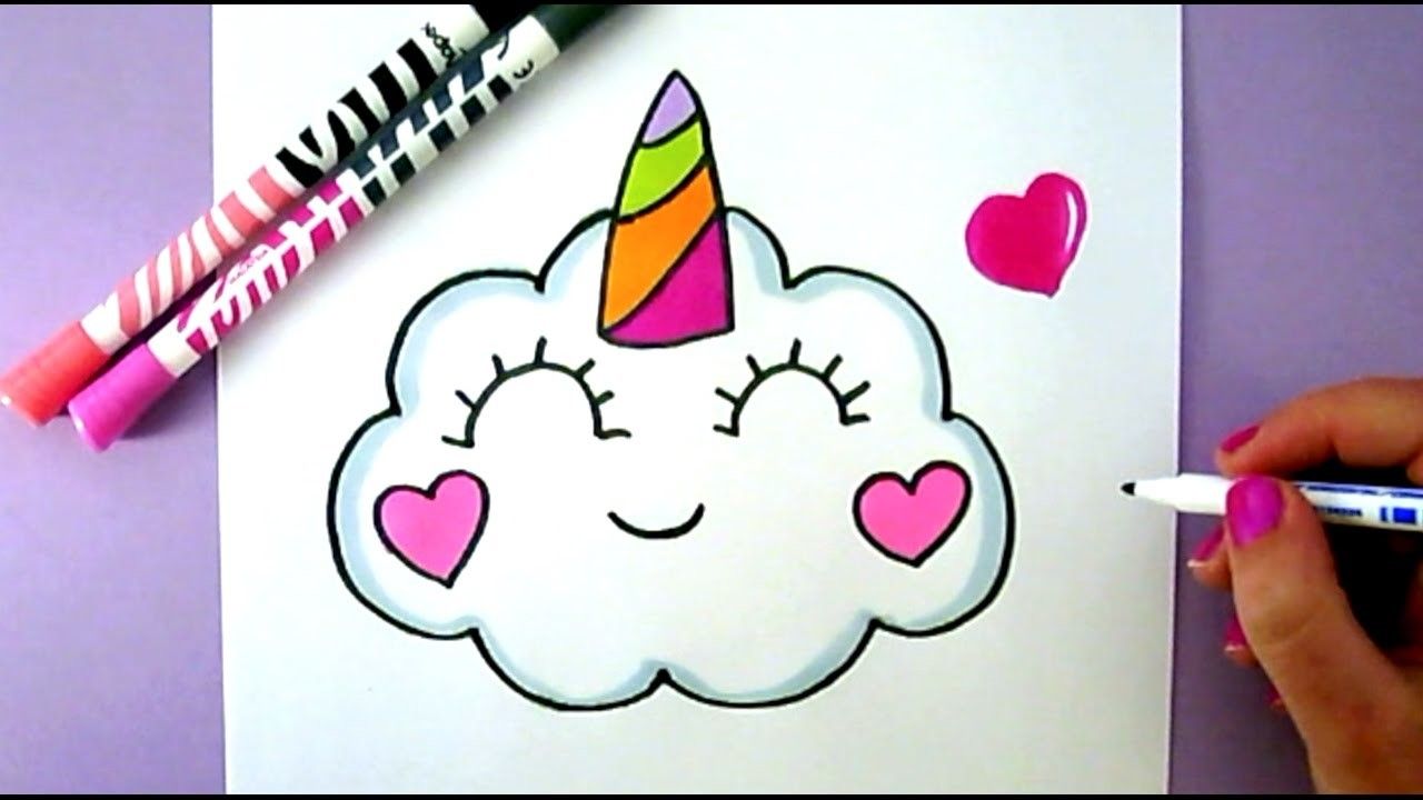 1280x720 How To Draw A Cute Kawaii Unicorn Cloud - Cute Cloud Drawings