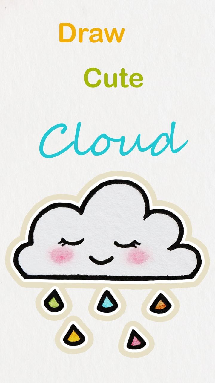 720x1280 Learn How To Draw So Cute Cloud, Easy Step - Cute Cloud Drawings