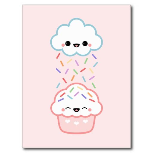 512x512 super cute cloud raining rainbow sprinkles on happy cupcake - Cute Cloud Drawings