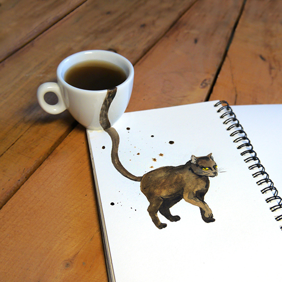 555x555 Cute Coffee Cats - Cute Coffee Drawing