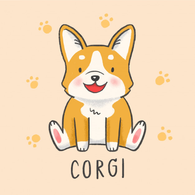 626x626 Cute Corgi Dog Cartoon Hand Drawn Style Vector Premium Download - Cute Corgi Drawing