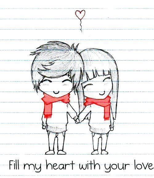 500x579 Couple Love - Cute Couple Cartoon Drawings