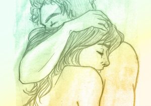300x210 hugging couple sketch couples hugging drawing anime anime couple - Cute Couple Hugging Drawing