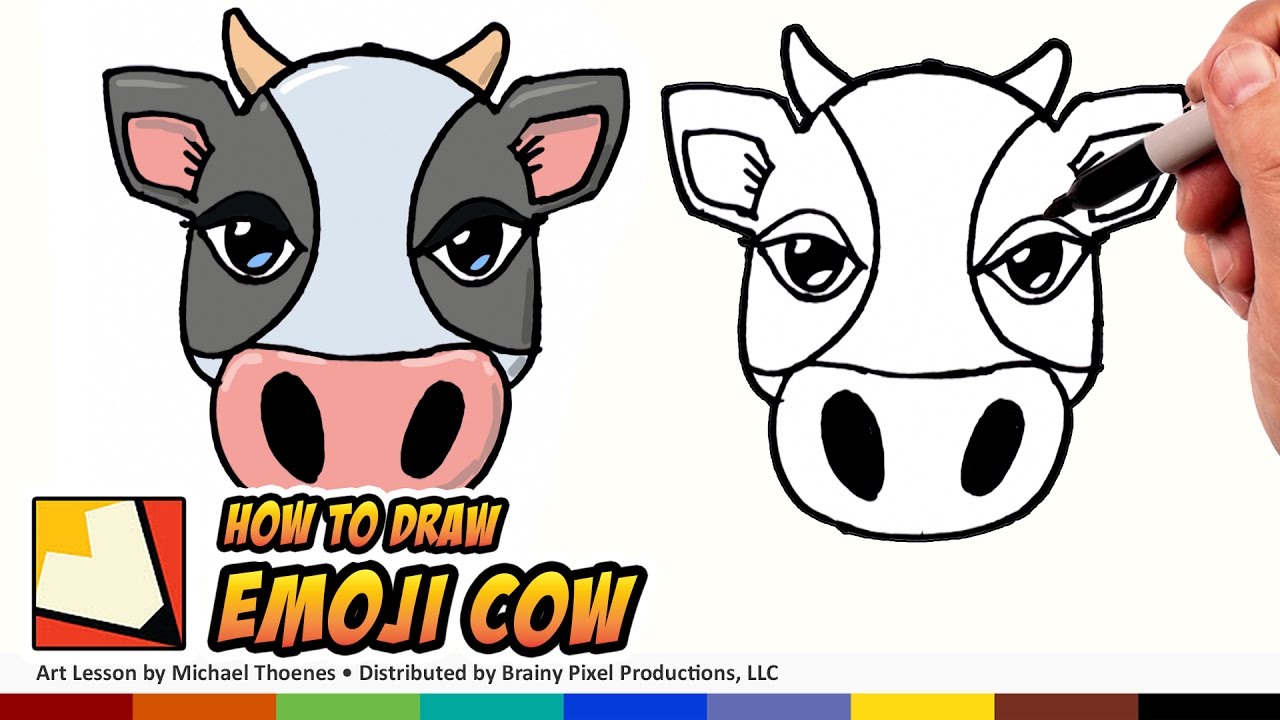 1280x720 How To Draw A Cute Cow Emoji For Beginners Bp - Cute Cow Drawing