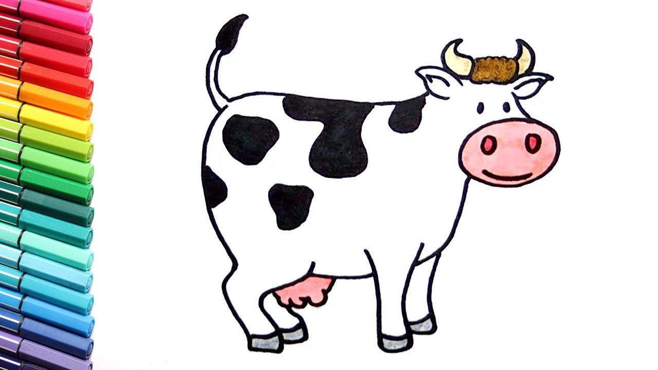 1280x720 How To Draw A Funny Cow Color Pages - Cute Cow Drawing