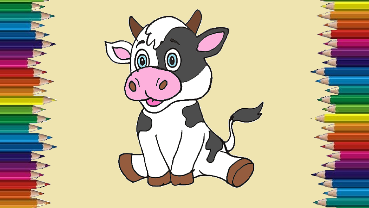 1280x720 How To Draw A Cute Cow Step - Cute Cow Drawing