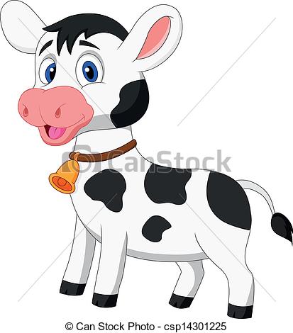 413x470 Vector Illustration Of Cute Cow Cartoon - Cute Cow Drawing