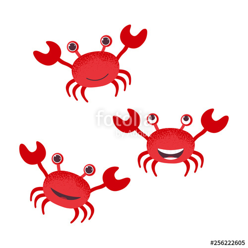 500x500 Cute Cartoon Red Crab Drawing Funny Smiling Crab Character Vector - Cute Crab Drawing