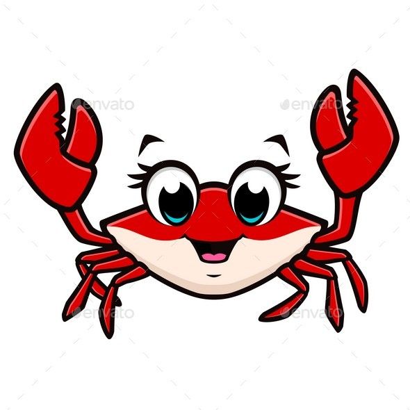 590x590 Vector Illustration Of A Cute Crab For Design Element Ink - Cute Crab Drawing