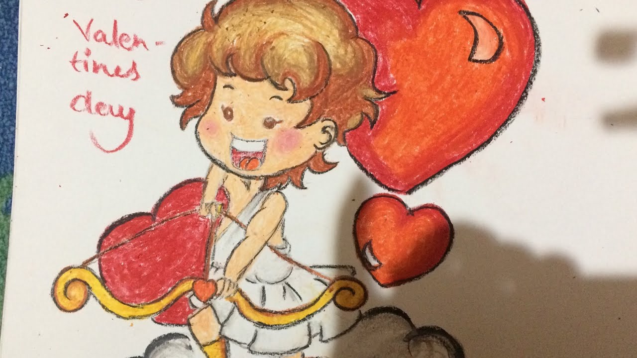 1280x720 how to draw cute cupid easy valentine's cupid oil pastel - Cute Cupid Drawing