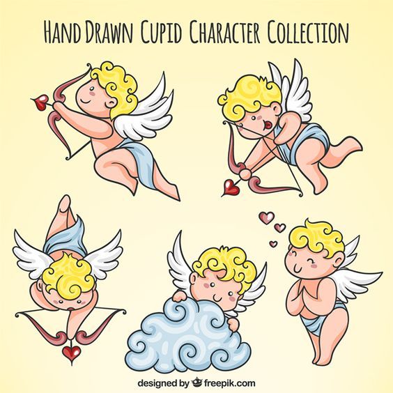 564x564 Pack Of Cute Cupid Characters Free Vector Cuties - Cute Cupid Drawing