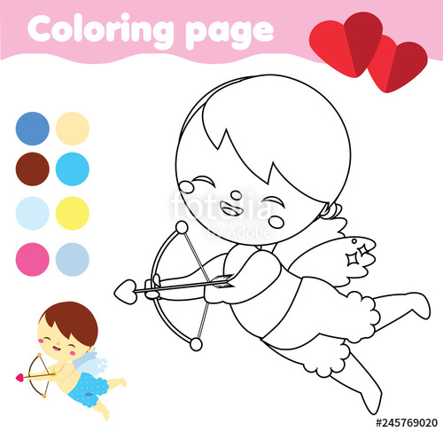 500x487 Coloring - Cute Cupid Drawing