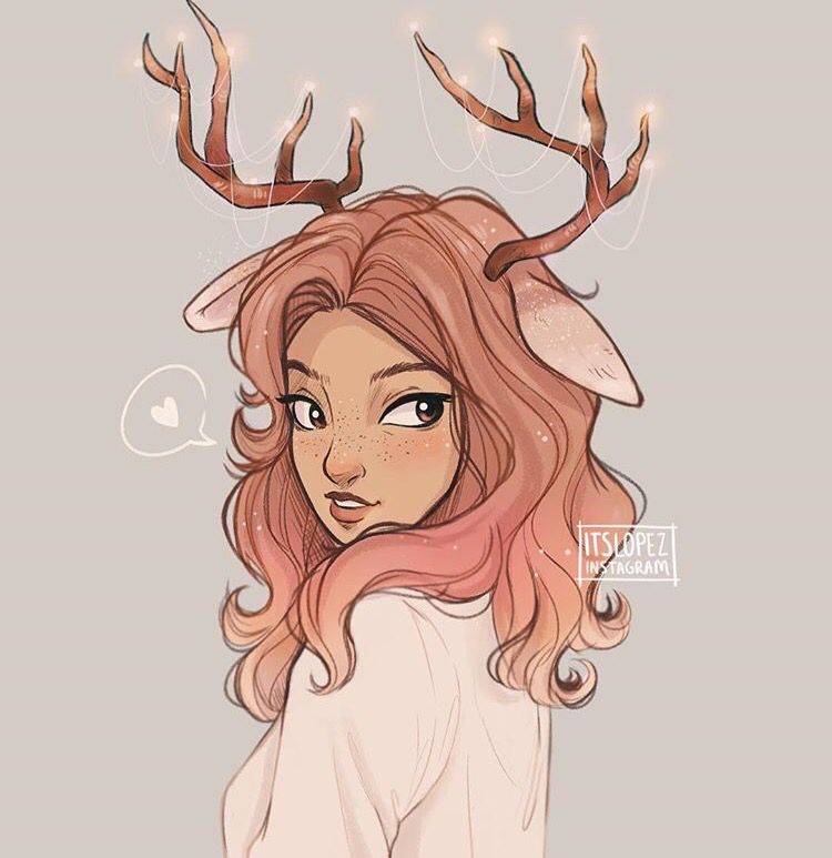 750x773 cute deer girl! art stuff art, drawings, cute art - Cute Deer Drawing