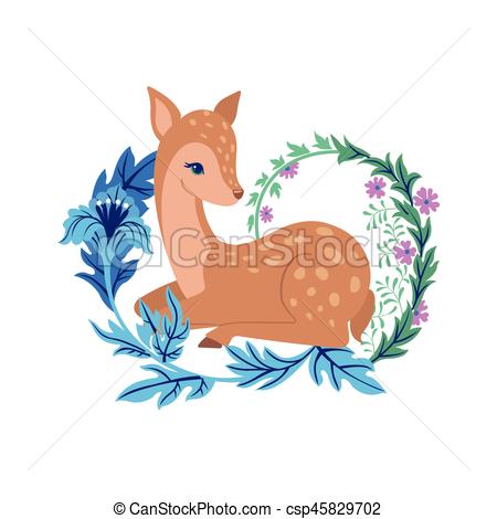 450x470 cute deer with floral ornament cute deer with floral ornament - Cute Deer Drawing