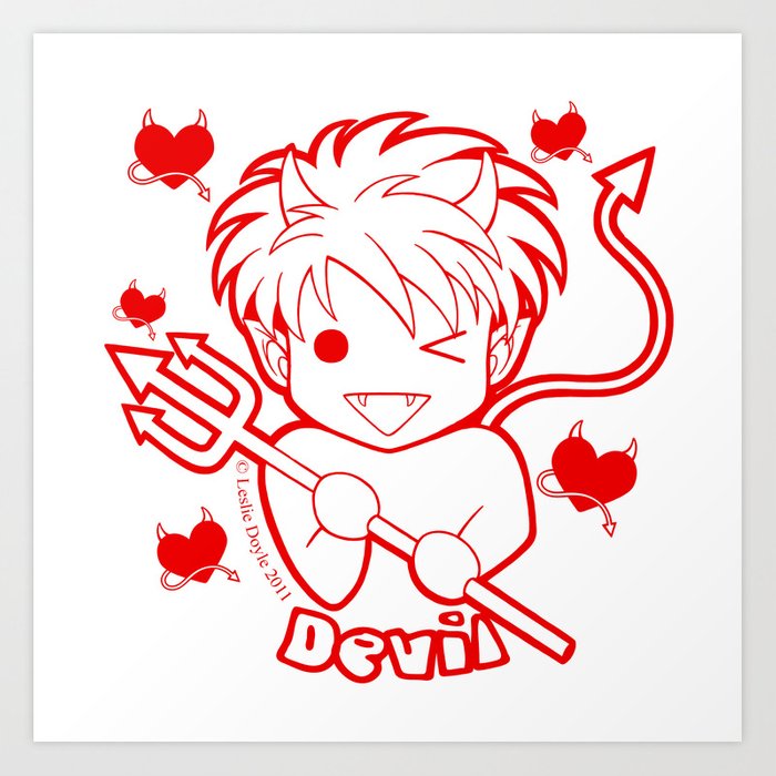 700x700 Kawaii Kiddies Cute Devil Art Print - Cute Devil Drawing