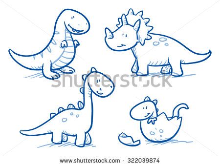 450x340 Cute Little Cartoon Dinosaur Babies For Children, Hand Drawn - Cute Dinosaur Drawing