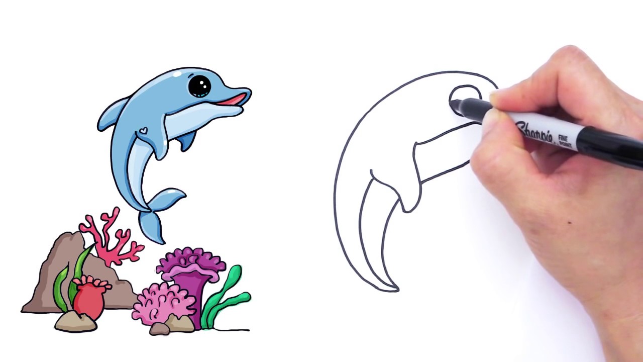 1280x720 How To Draw A Cartoon Dolphin Cute And Easy - Cute Dolphin Drawing