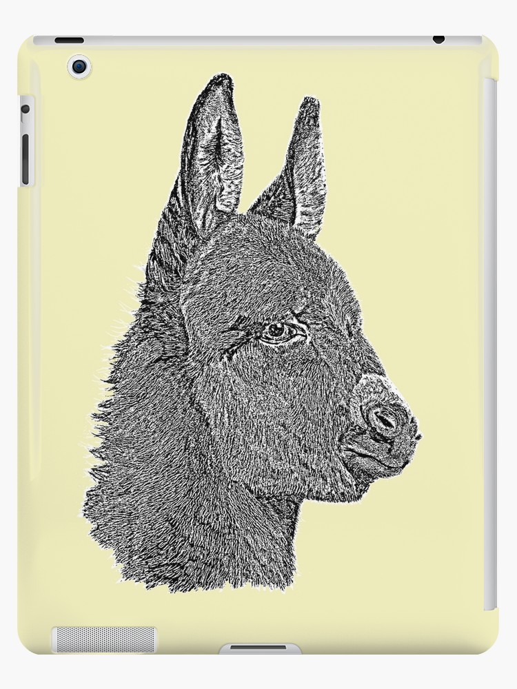 750x1000 Cute Donkey Pencil Drawing Monochrome Realist Art Ipad Cases - Cute Donkey Drawing