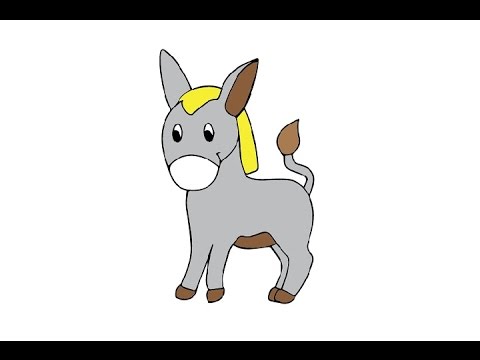 480x360 How To Draw A Cute Donkey Easy Step - Cute Donkey Drawing