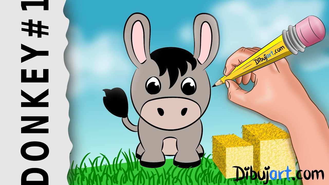 1280x720 How To Draw A Cute Donkey Step - Cute Donkey Drawing