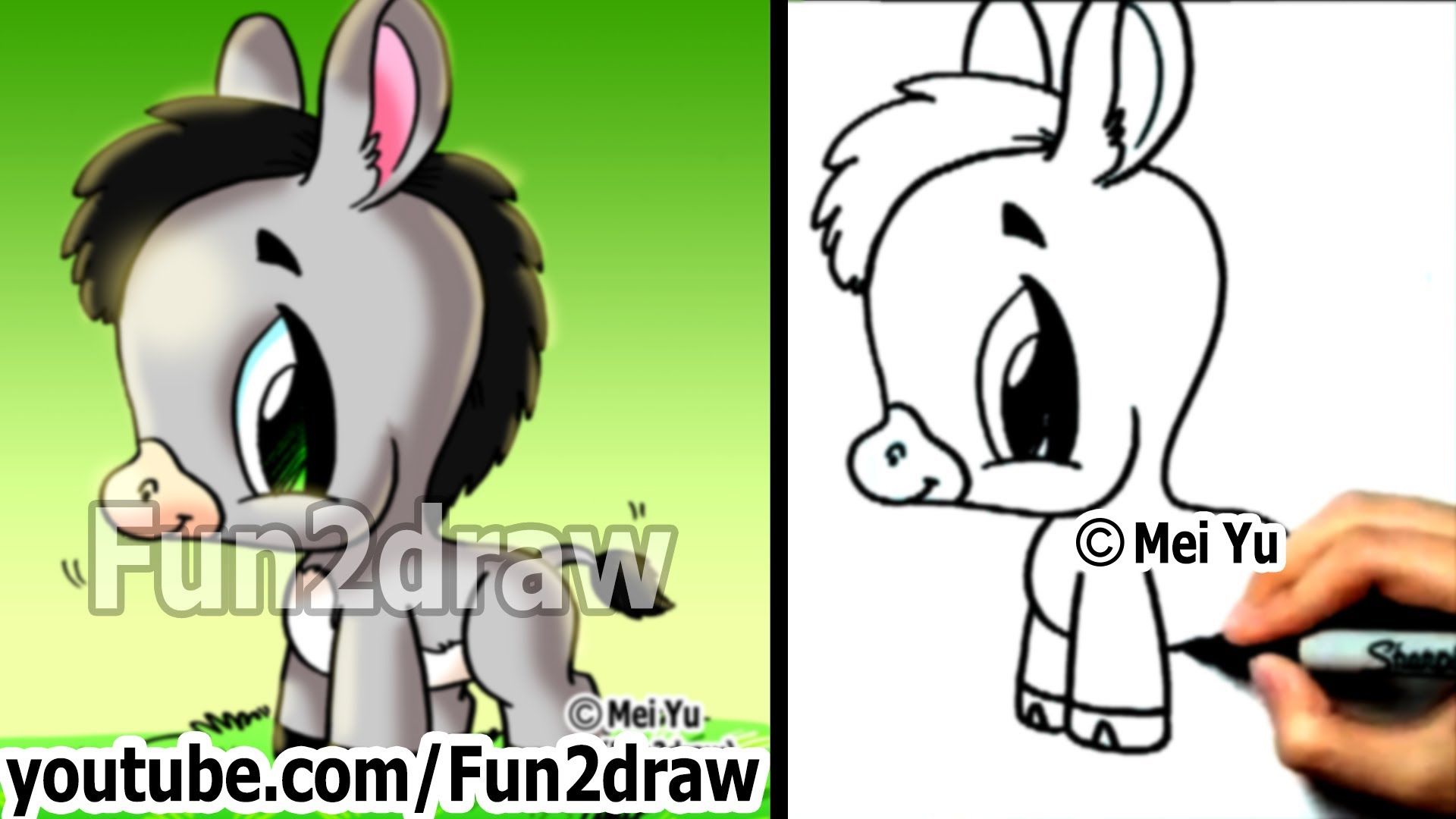 1920x1080 Huge Collection Of 'donkey Cartoon Drawing' Download More Than - Cute Donkey Drawing