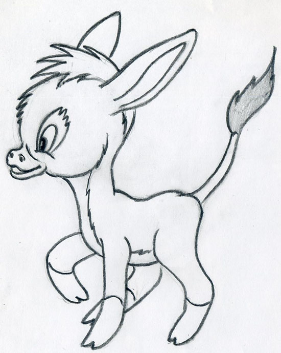 550x689 Let's Draw Cartoon Donkey Cute And Lovely Few Easy St - Cute Donkey Drawing