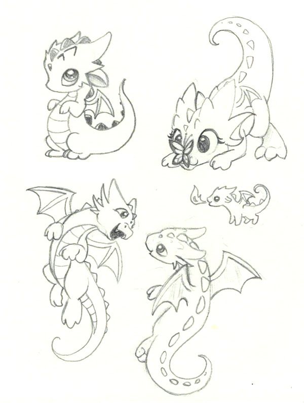 600x796 just some playful kid dragons! d drawings for kids - Cute Dragon Drawings