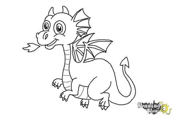 600x400 How To Draw A Cute Dragon - Cute Dragon Drawings
