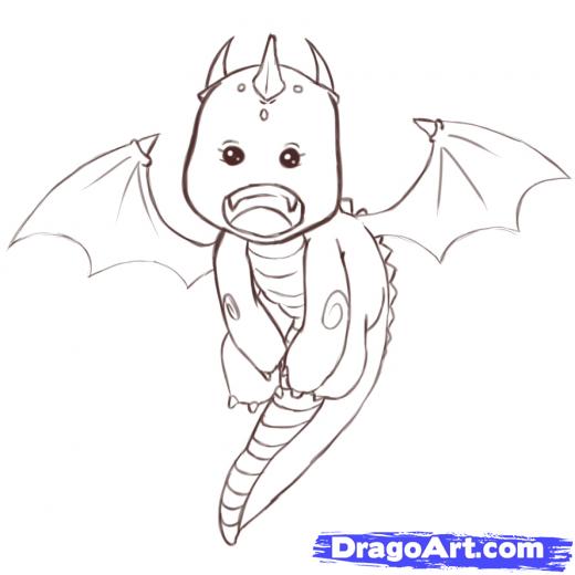 520x520 Learn How To Draw A Cute Dragon, Dragons, Draw A Dragon, Fantasy - Cute Dragon Drawings