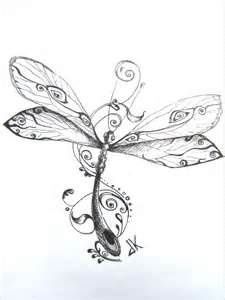 225x300 dragonfly drawings tattoo - Cute Dragonfly Drawing