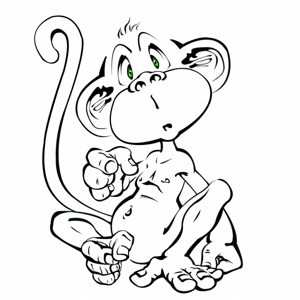 1024x1024 Drawing Cartoon Monkey And Cartoon Monkey Sketch Easy To Draw - Cute Drawing Of A Monkey