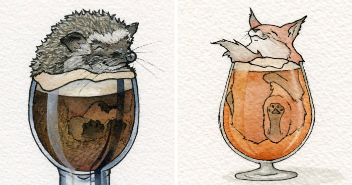 700x368 Watercolor Artist And Home Brewer Creates Cute Drawings Of Animals - Cute Drawing Pictures Of Animals