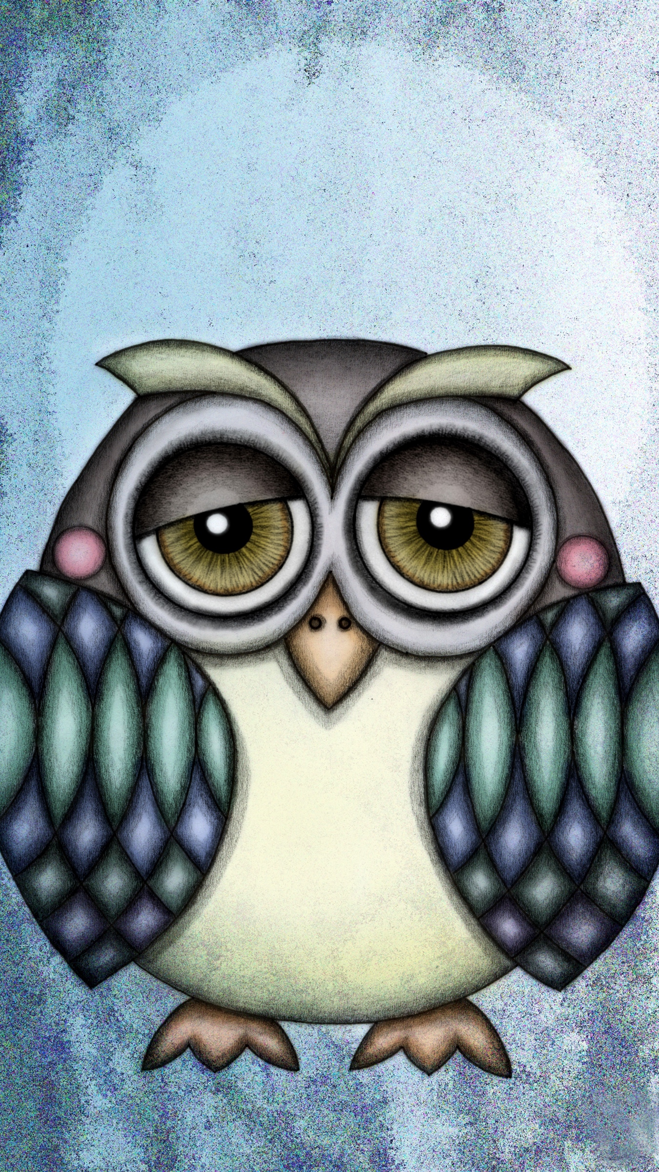 1350x2400 Download Wallpaper Owl, Art, Cute, Drawing Iphone - Cute Drawing Wallpapers
